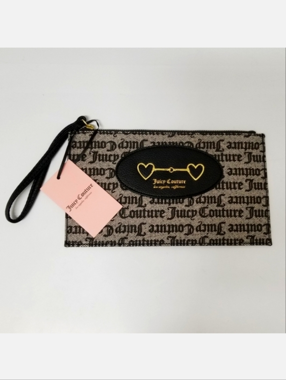 Juicy Couture Gothic Status Black Heart to Heart Wristlet Bag NWT
